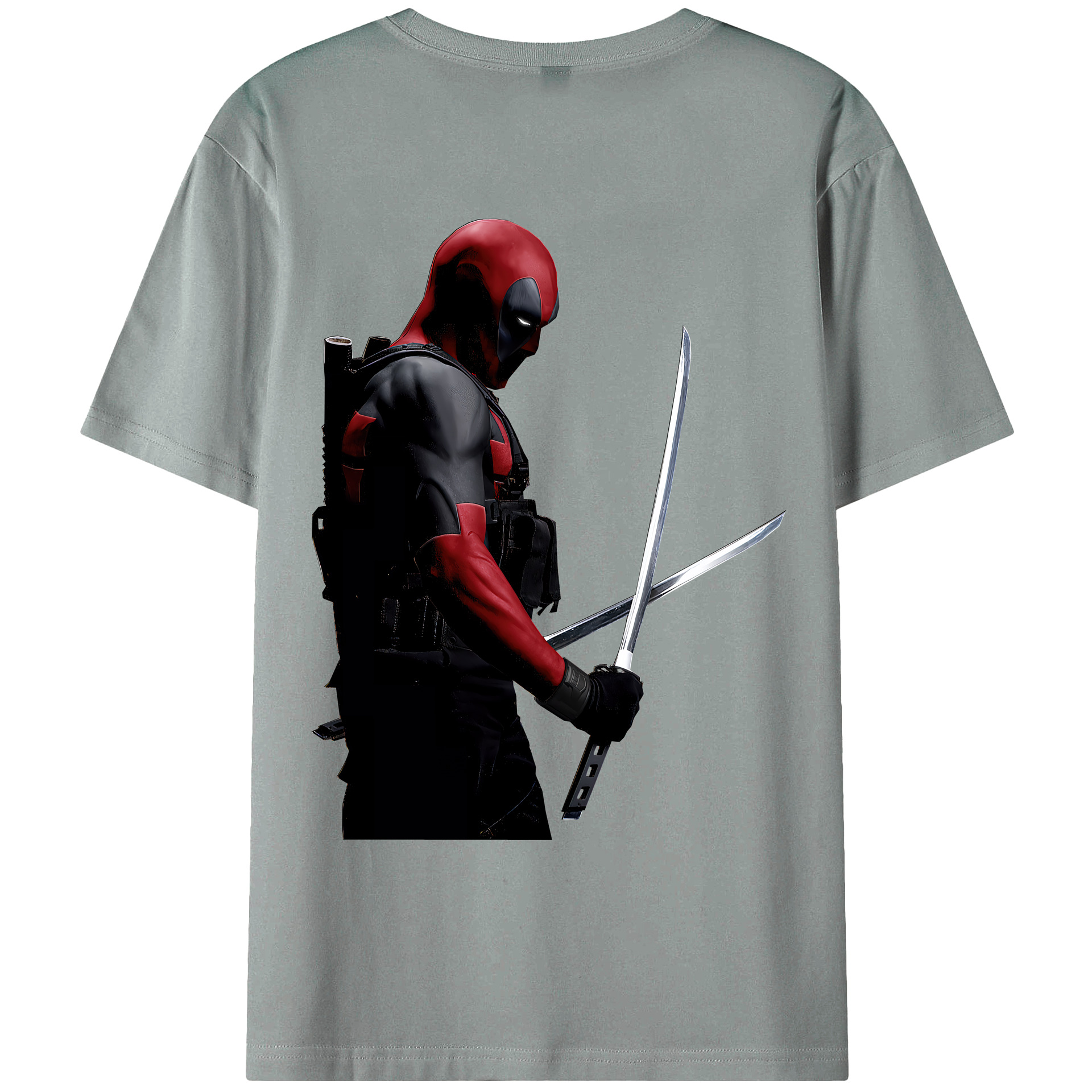 （画像用） Deadpool デッドプール 綿100％ メンズ半袖Tシャツ（バックプリント） 通気性